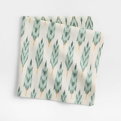 View White Ikat Printed Linen Napkin details