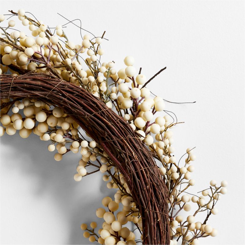 White Ilex Berry Wreath 30" + Reviews | Crate & Barrel