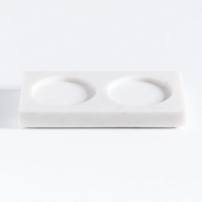 View White Marble 2-Slot Caddy details