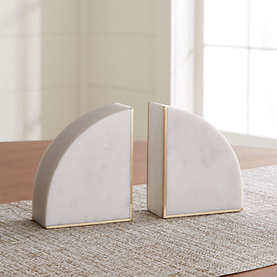 View White Marble Bookends, Set of 2 details