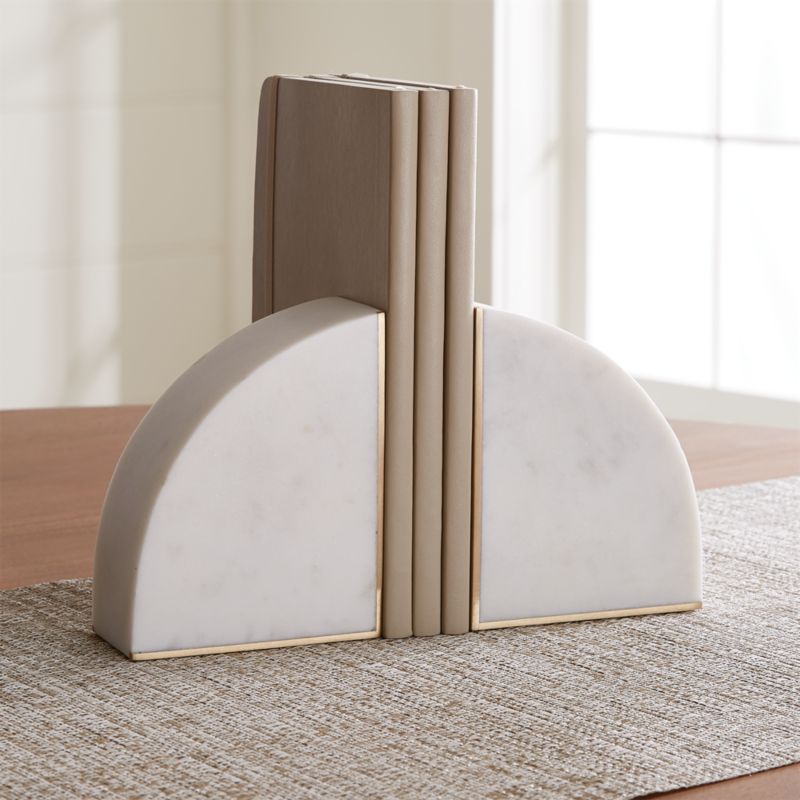 White Marble Bookends, Set of 2