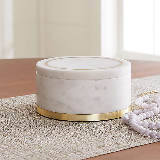 Round White Marble Box