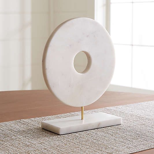 White Marble Circle on Stand