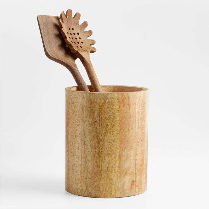 Mango Wood Utensil Holder