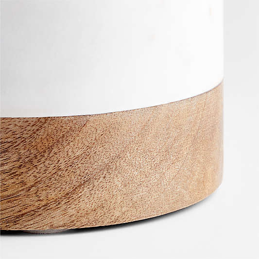 White Marble and Wood Canisters