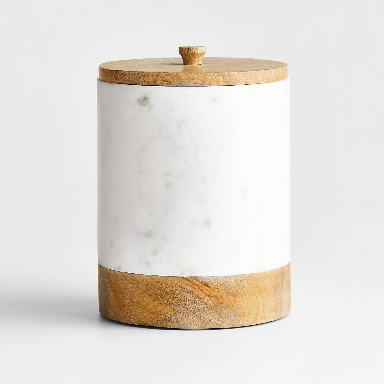 Large White Marble Kitchen Canister With Wood Lid Reviews Crate   White Marble And Wood Canister Lg 