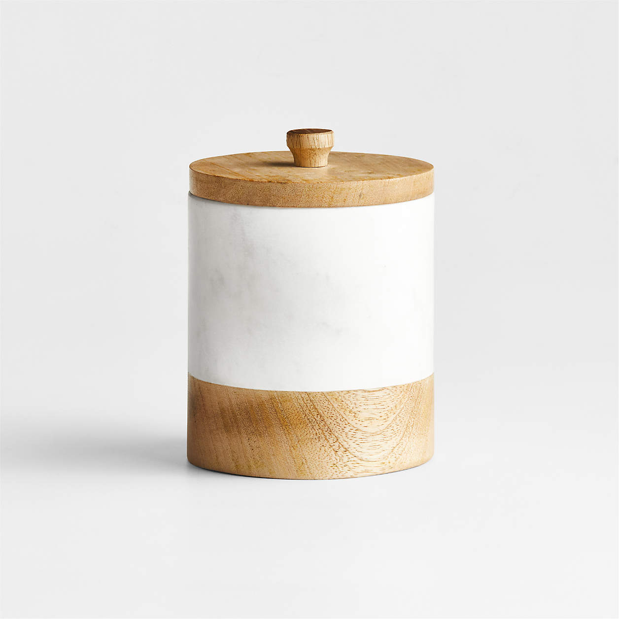 Small White Marble Kitchen Canister with Wood Lid + Reviews | Crate ...