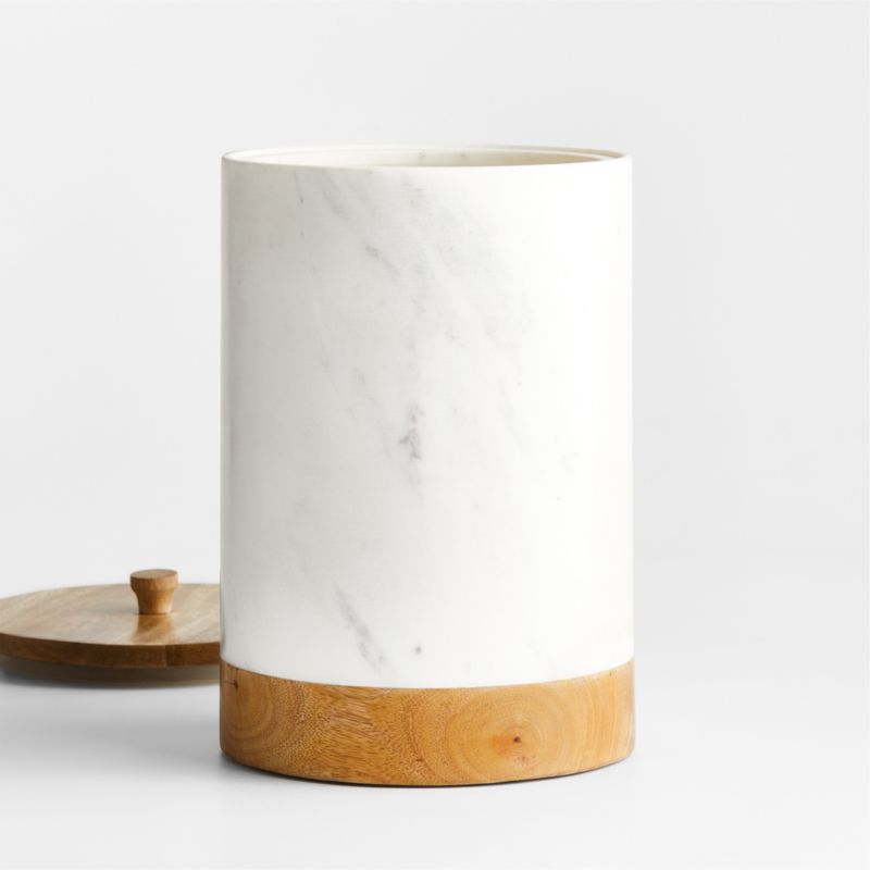 Extra-Large 5-Lb. White Marble Canister with Wood Lid - image 1 of 5