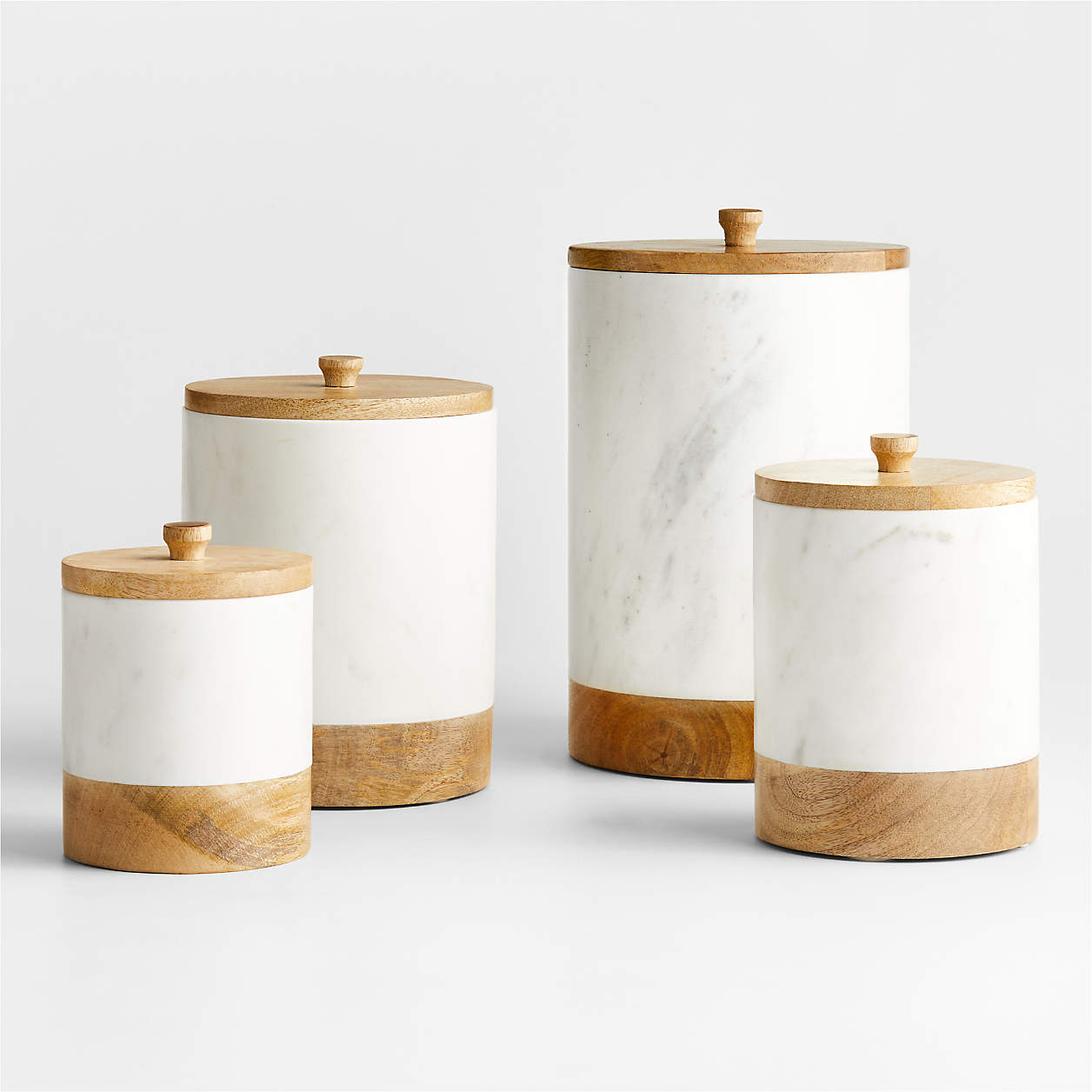 White Marble And Wood Canister Set Reviews Crate Barrel Canada   White Marble And Wood Canisters 