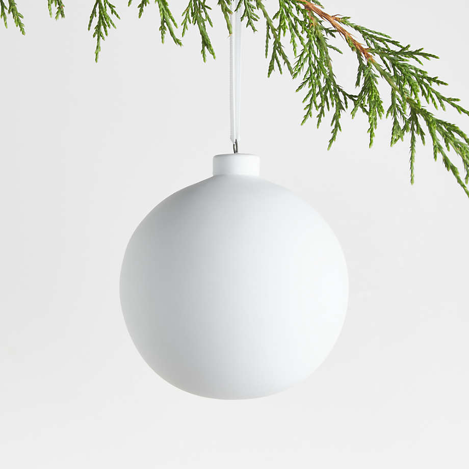 Matte White Porcelain Ball Christmas Tree Ornament + Reviews Crate & Barrel