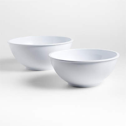 White Melamine Bowls, Set of 2