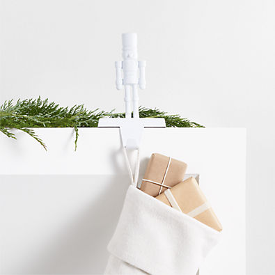 View Matte White Nutcracker Christmas Stocking Hook details