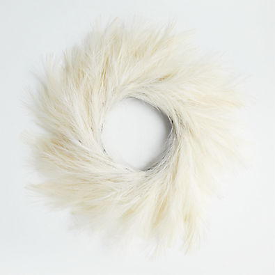 View Faux Ivory Pampas Grass Wreath 28" details