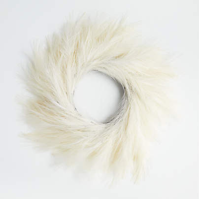 Faux Ivory Pampas Grass Wreath 28"