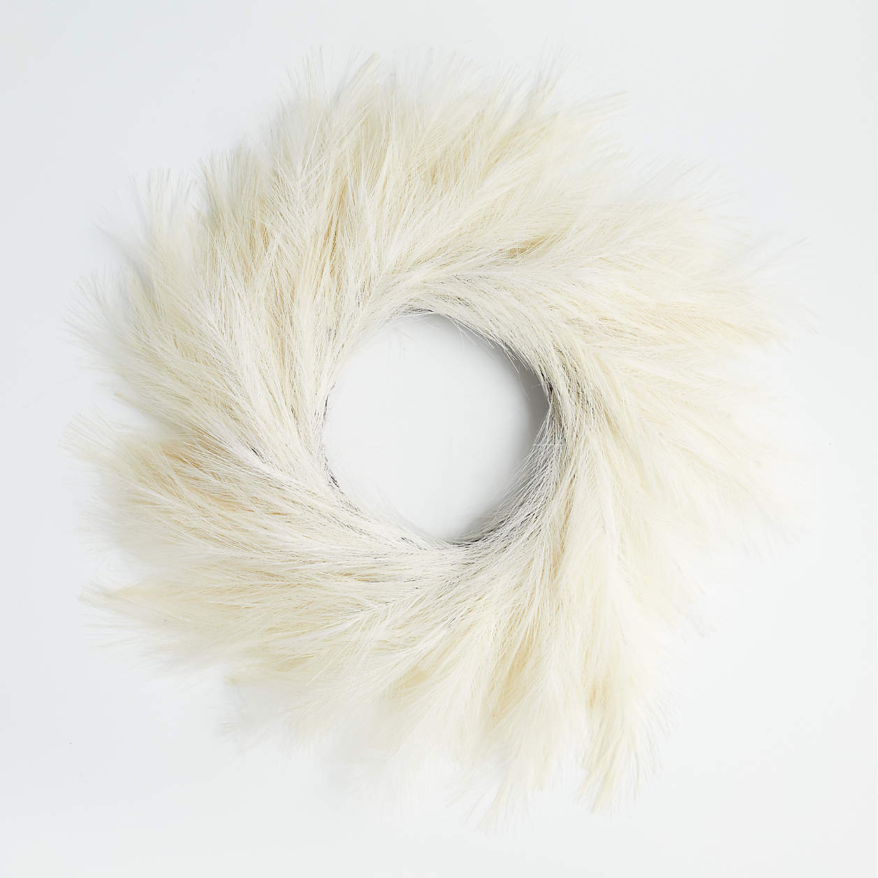 Artificial/Faux White Pampas Grass Decor Wreath + Reviews Crate