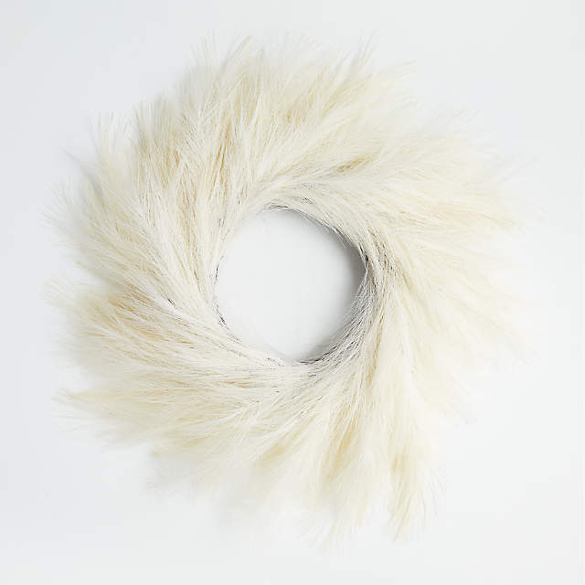 Artificial/Faux White Pampas Grass Decor Wreath + Reviews | Crate ...