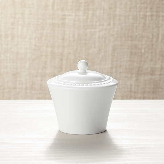 White Pearl Sugar Bowl with Lid