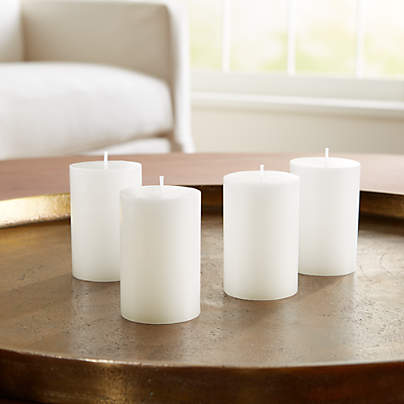 2"x3" White Pillar Candles, Set of 4