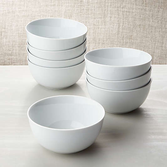 White Porcelain Cereal Bowls Set of 8