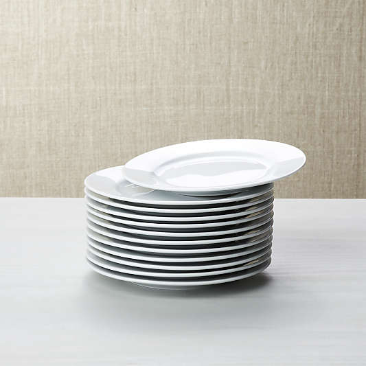 White Porcelain Round Appetizer Plates, Set of 12