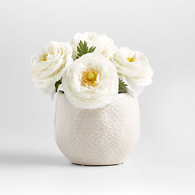 View Faux White Ranunculus Floral Arrangement details