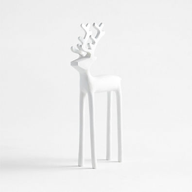 View White Holiday Reindeer Decoration 10.5" details