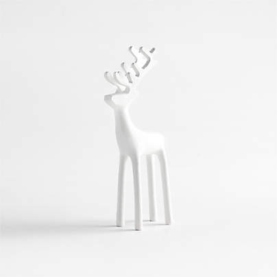 White Holiday Reindeer Decoration 9"