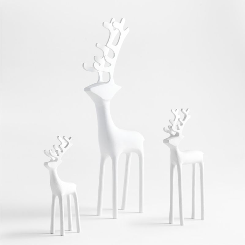 White Holiday Reindeer Decoration 9" - image 1 of 11