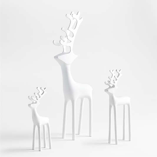 White Holiday Reindeer Decoration 9"