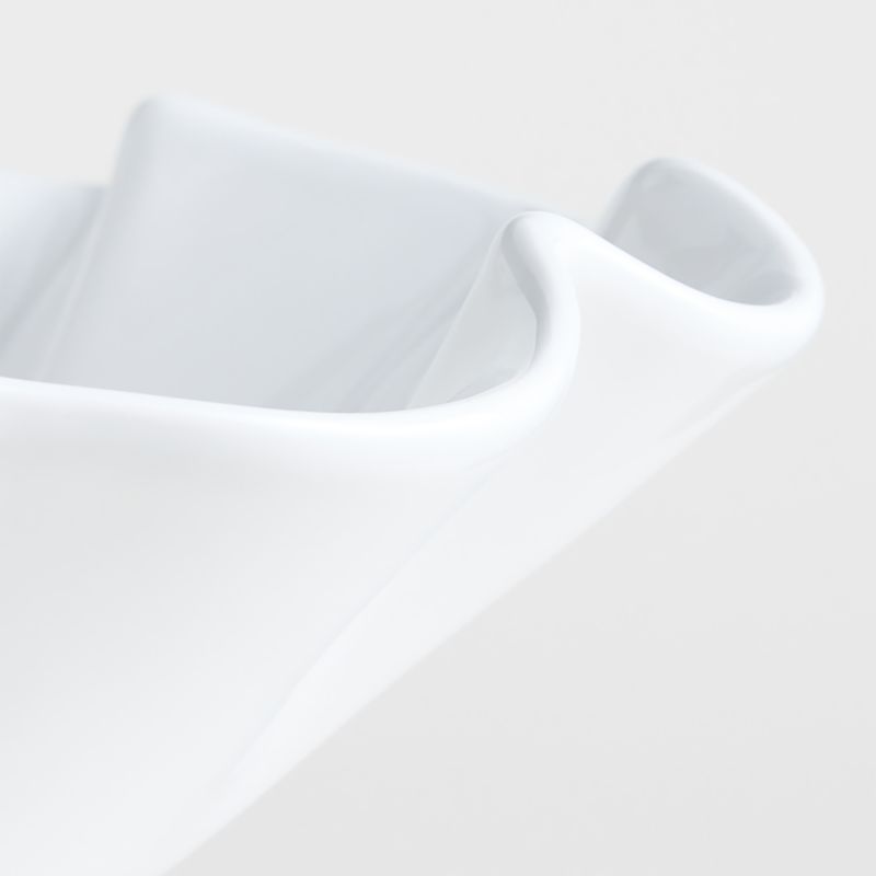 White Ruffle 12" Earthenware Pedestal Bowl - image 2 of 4