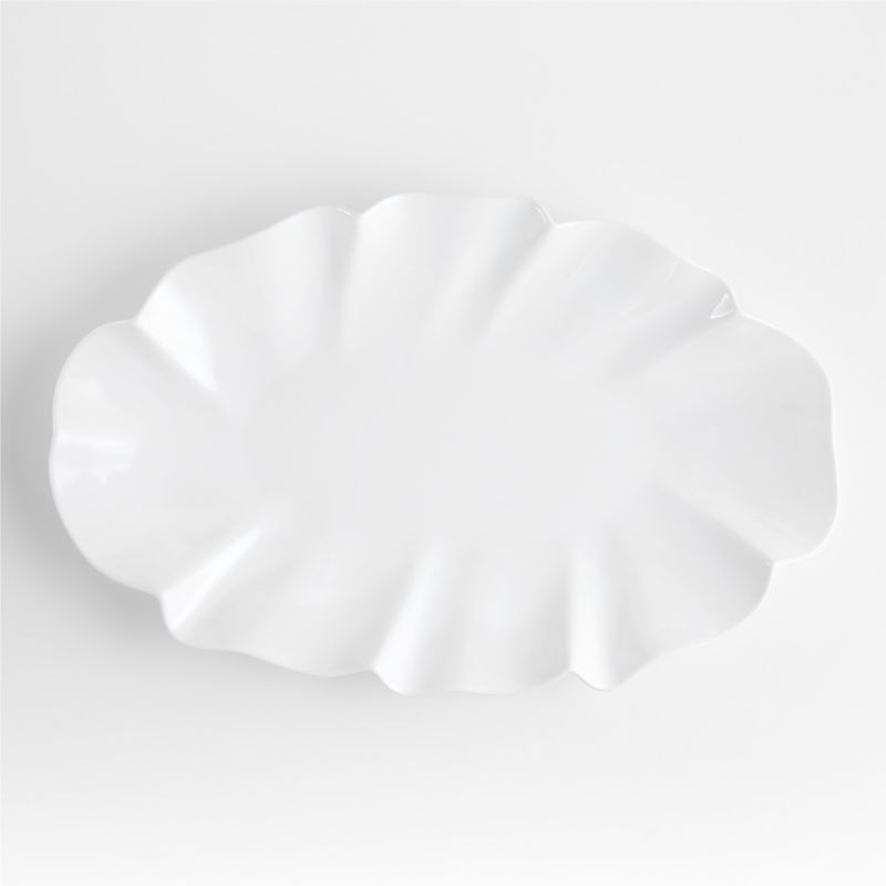 White Ruffle 22" Earthenware X-Large Platter - image 0 of 4