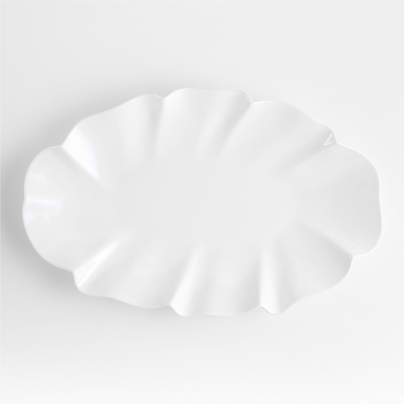 White Ruffle 22" Earthenware X-Large Platter