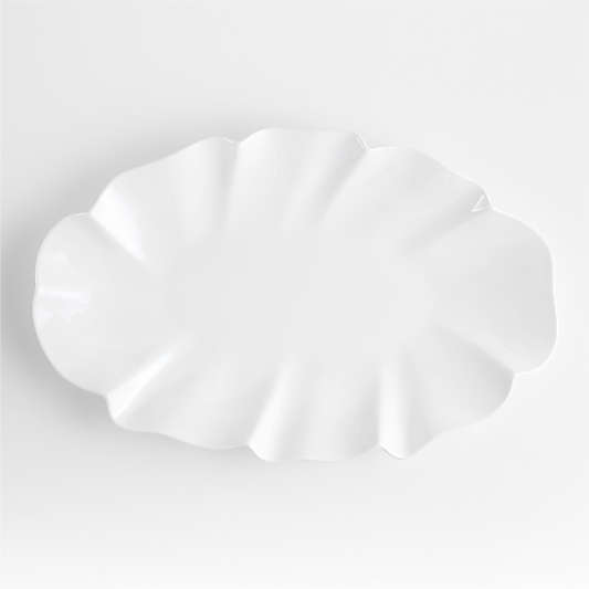 White Ruffle 22" Earthenware X-Large Platter