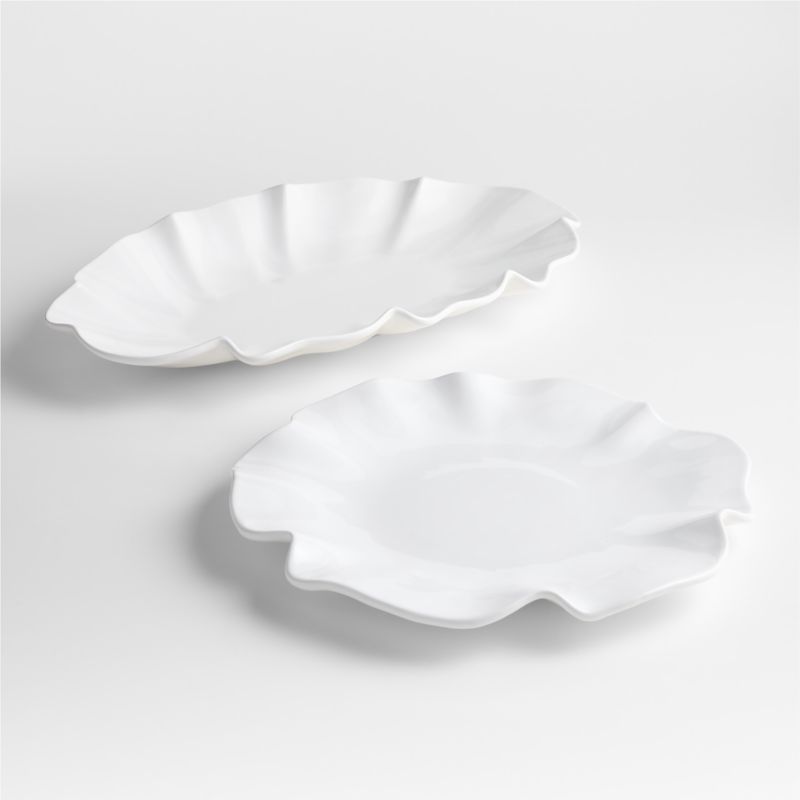 White Ruffle 22" Earthenware X-Large Platter - image 2 of 4