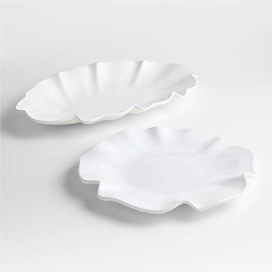 White Ruffle 22" Earthenware X-Large Platter