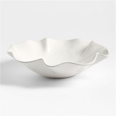 View White Ruffle 15" Large Bowl details
