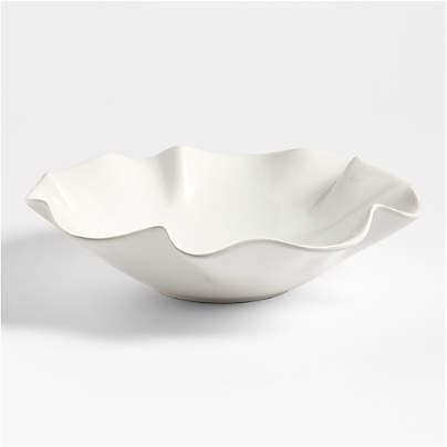 White Ruffle 15" Large Bowl