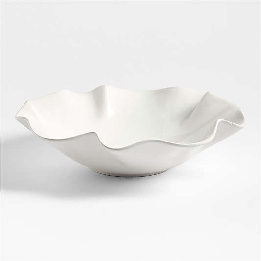 White Ruffle 15" Large Bowl
