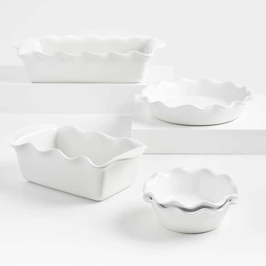 9 x 13 White Ruffled Ceramic Baking Dish