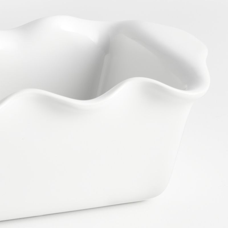 White Ruffled Ceramic Bread Loaf Pan - image 2 of 3