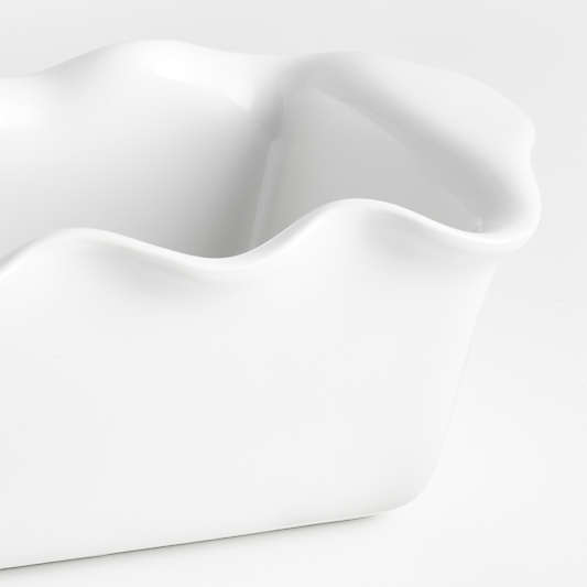 White Ruffled Ceramic Bread Loaf Pan