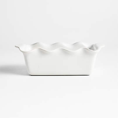 White Ruffled Ceramic Bread Loaf Pan