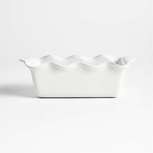 White Ruffled Ceramic Bread Loaf Pan