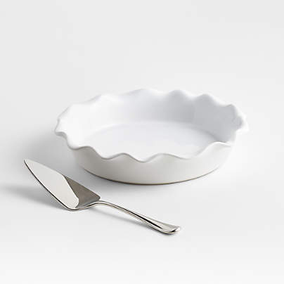 White Ruff Pie Dish Server Set