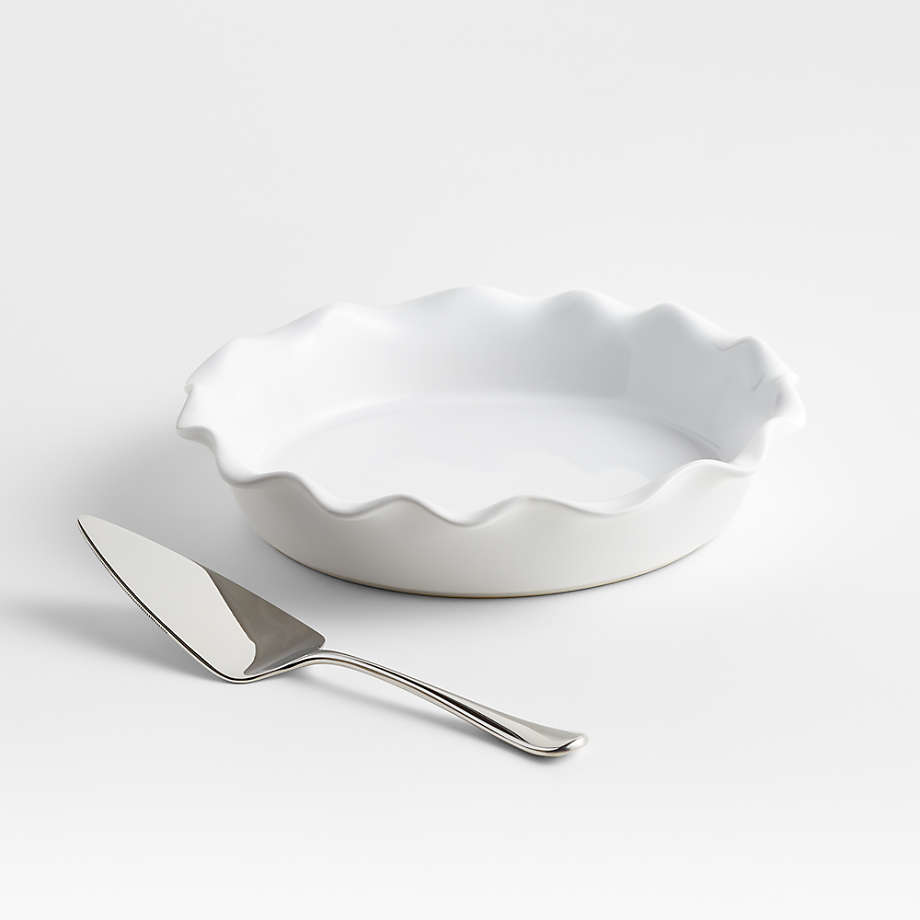 White Ruff Pie Dish Server Set | Crate & Barrel
