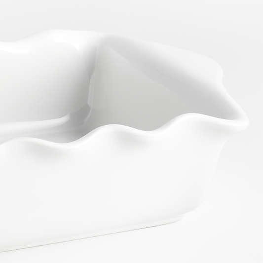 White Ruffle Rectangular Baking Dish