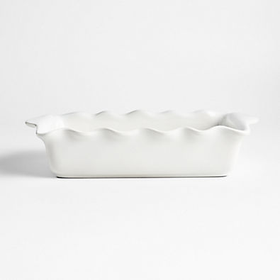 View White Ruffle Rectangular Baking Dish details