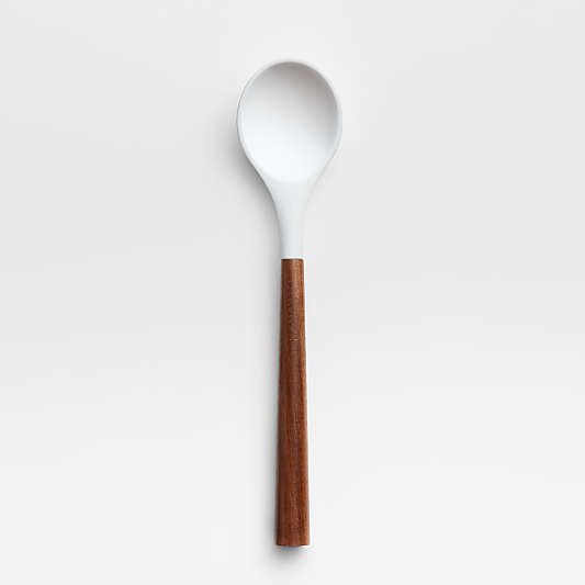 White Silicone Spoon with Acacia Wood Handle