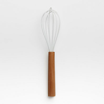 View White Silicone Whisk with Acacia Wood Handle details