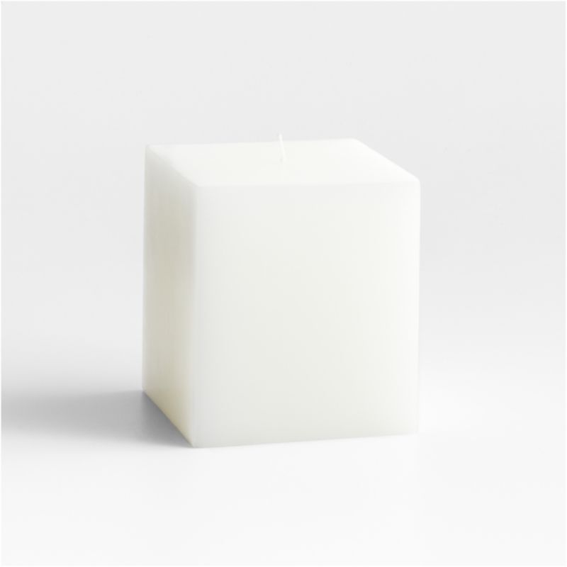 White Square Pillar Candle 4"